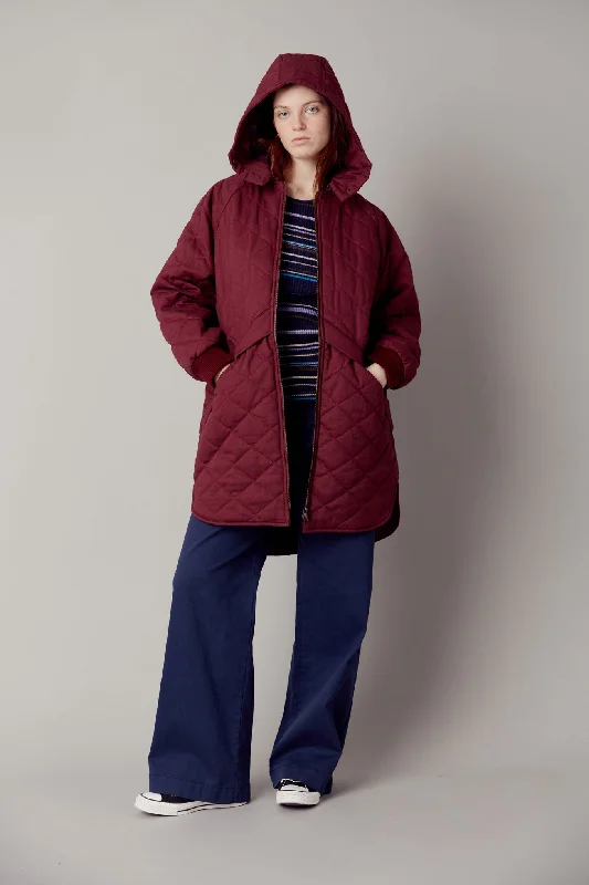 DANIELLA - Organic Cotton Coat Wine Red