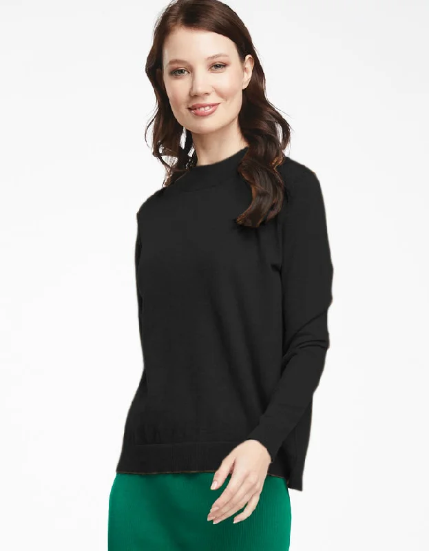 Essential Fine Mock Knit Black