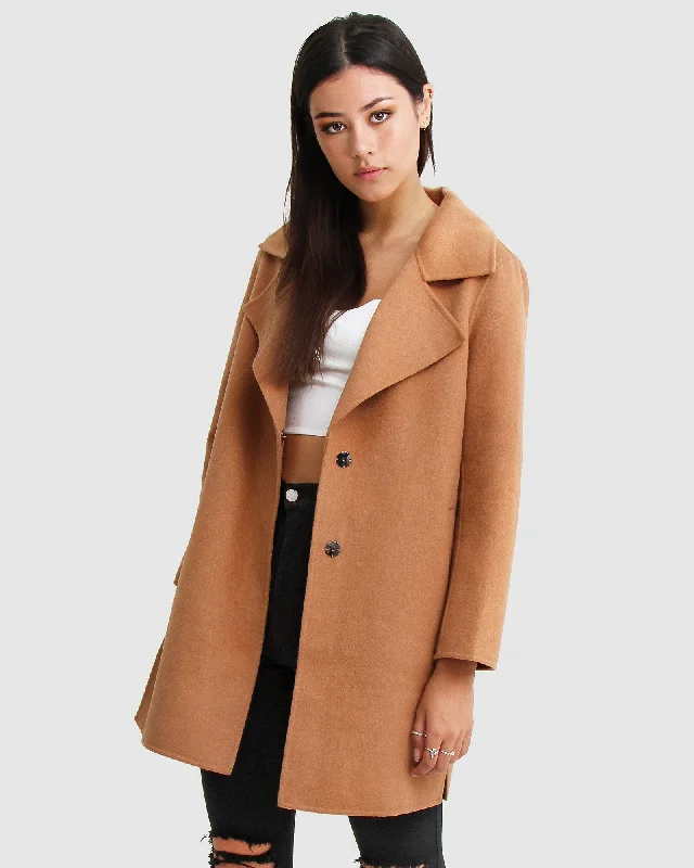 Ex-Boyfriend  Wool Blend Oversized Jacket - Camel