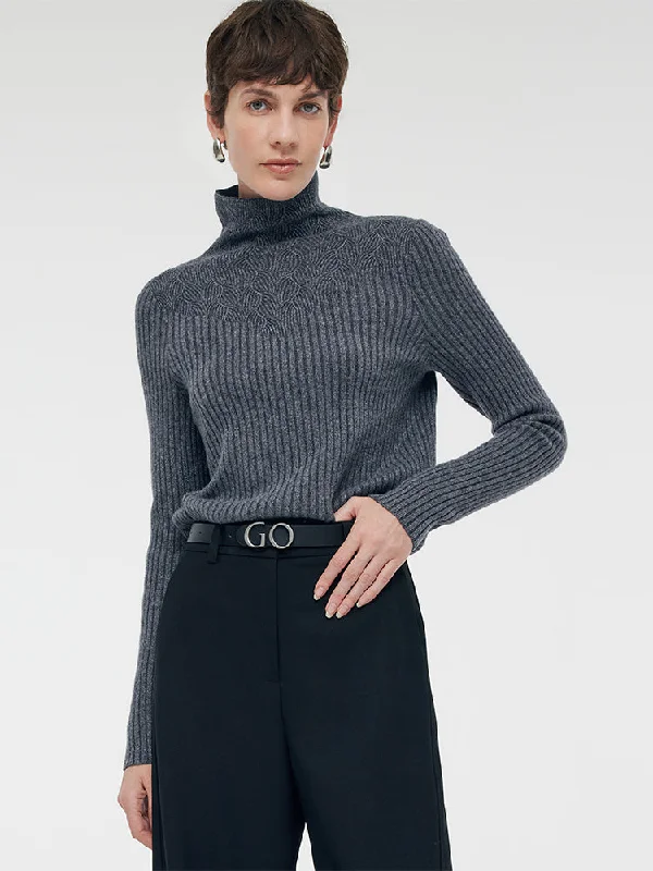 Machine Washable Wool Turtleneck Women Sweater