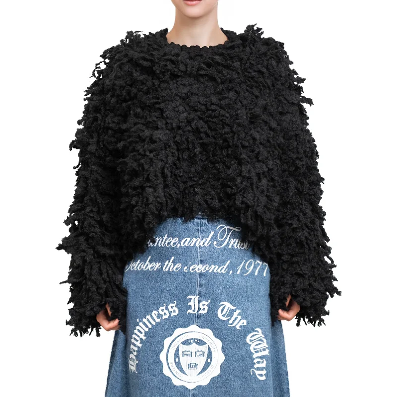 Sweater with "Boucle Meta fur" concept Black