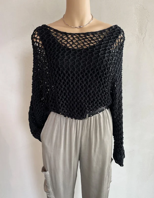 Net Knit Top One Size Black