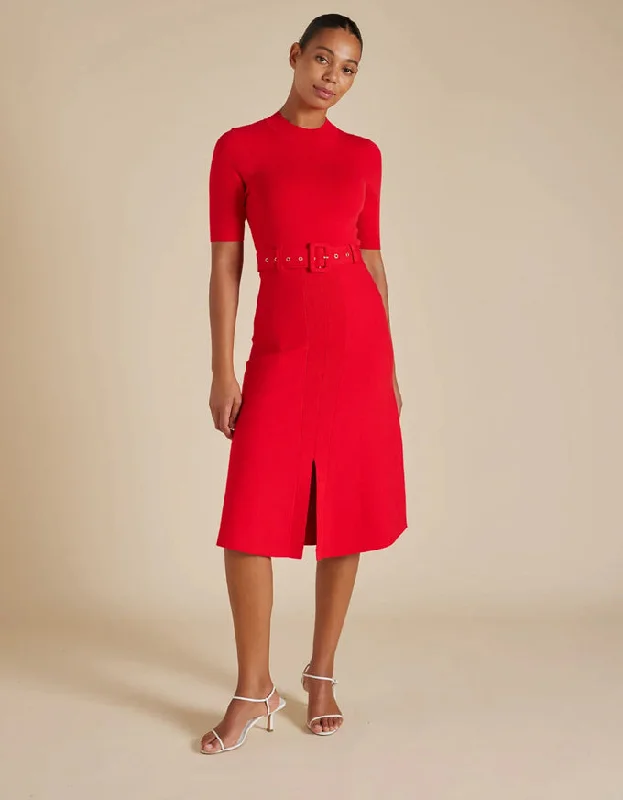 Parker Crepe Knit Dress Red