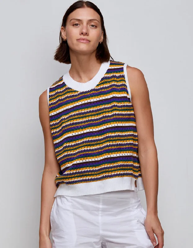 Patterned Stripe Vest White