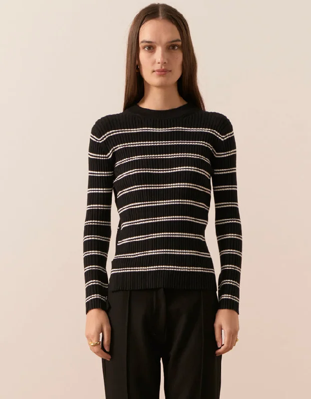 Scarlet Striped Knit Black/White