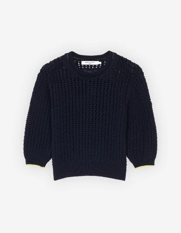 Texturised Cropped Jumper Navy