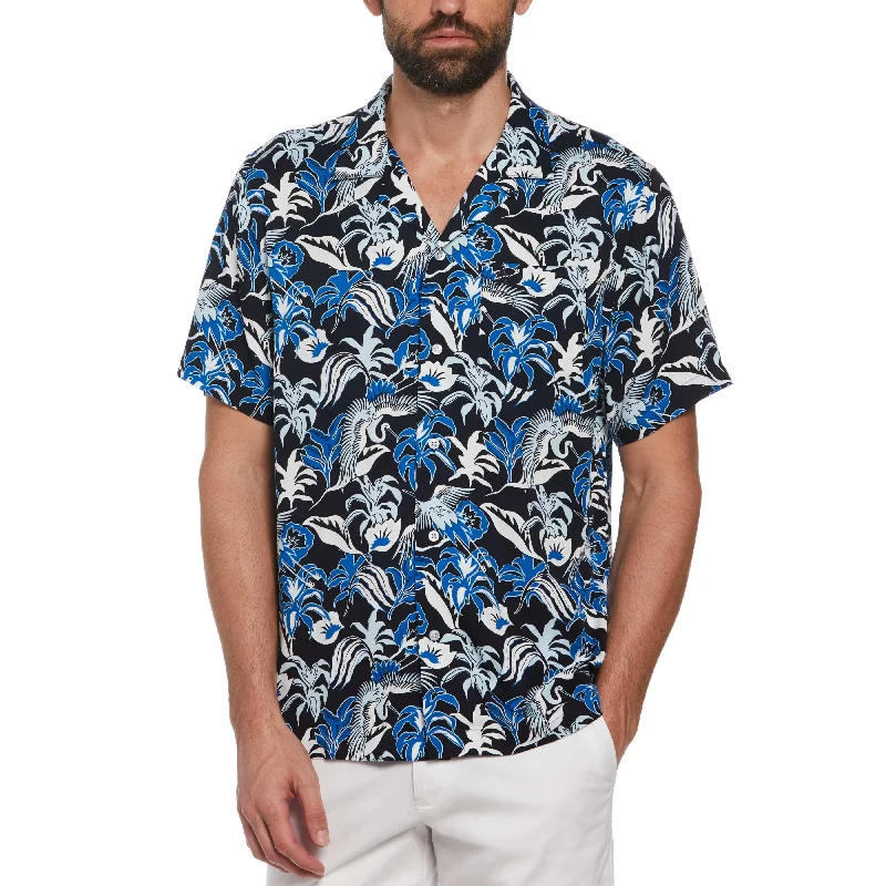 Floral Crane Print Shirt