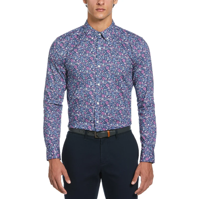 Flower Power Print Dress Shirt