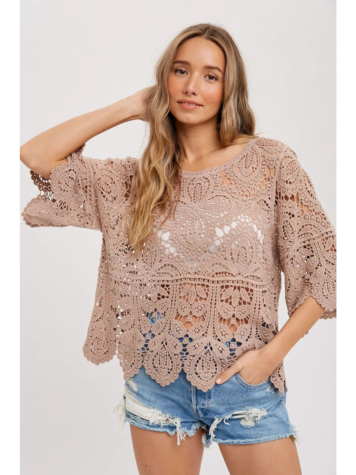 Latte Misha Crochet Blouse