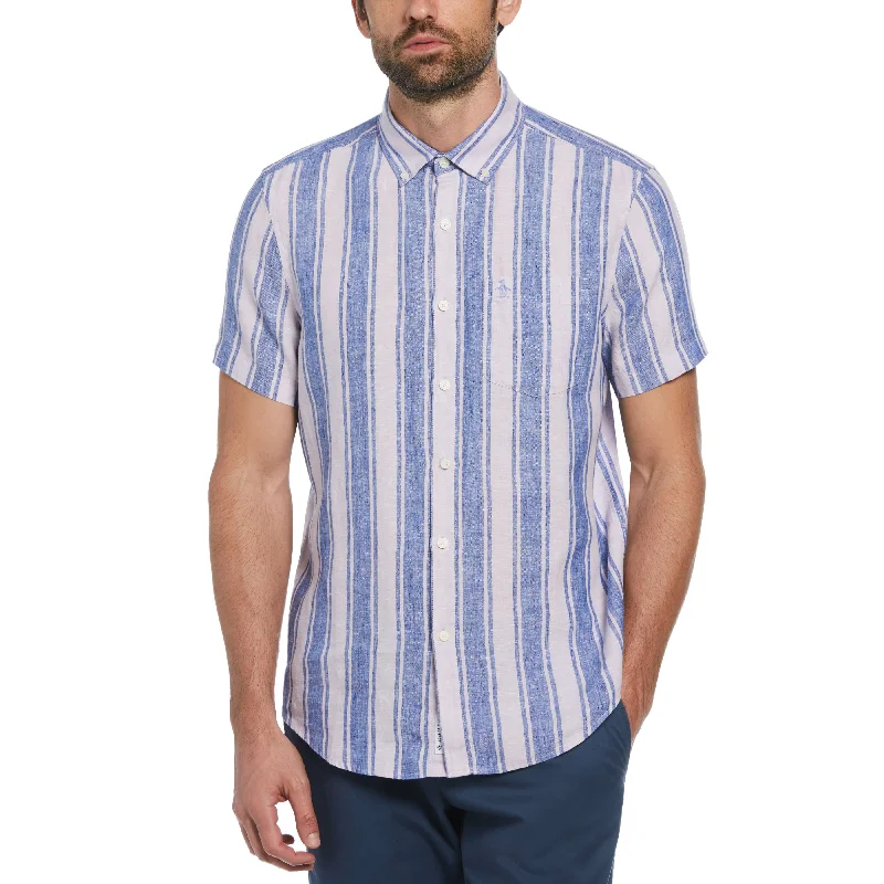 Linen Vertical Stripe Print Shirt