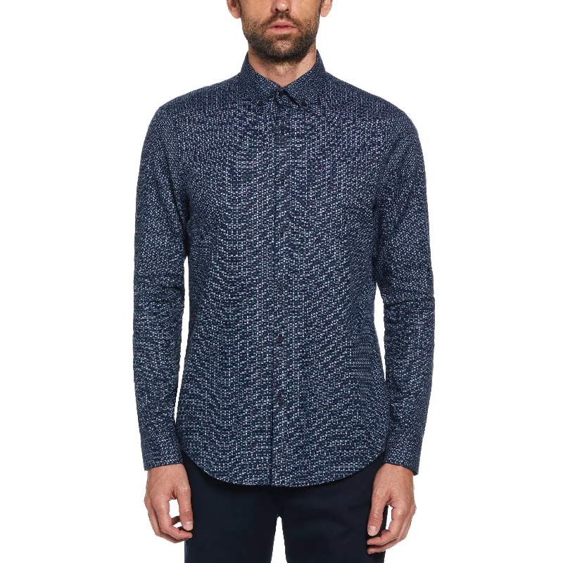 Ecovero™ Oxford Basket Weave Print Shirt