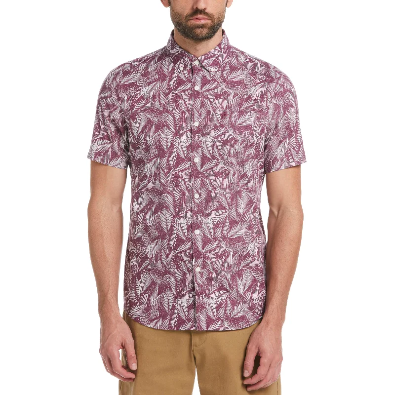 Poplin Palm Leaves Print Shirt