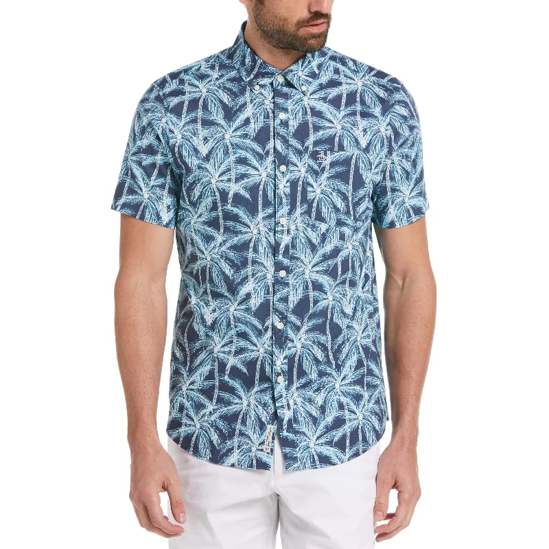 Poplin Palm Print Shirt