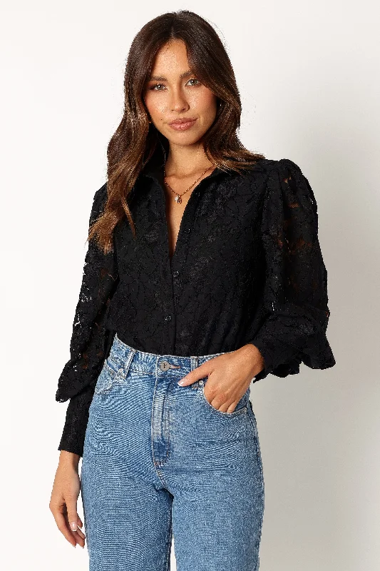 Tadeo Lace Shirt - Black