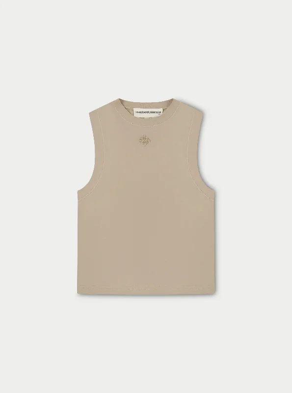 SOFT TOUCH HIGH NECK EMBLEM RACER - BEIGE