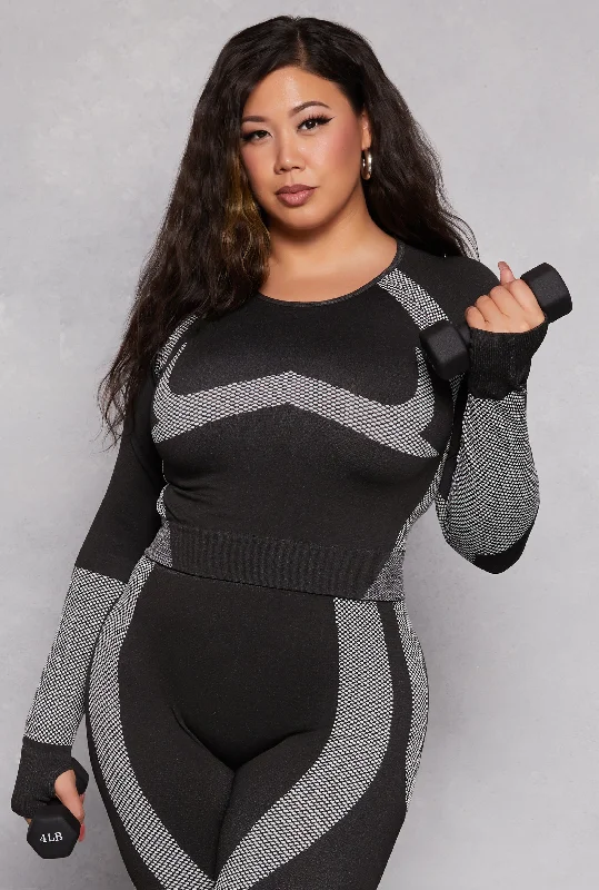 Plus Size Seamless Color Block Active Top