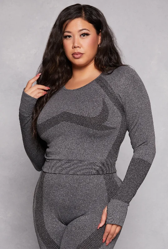 Plus Size Seamless Color Block Active Top