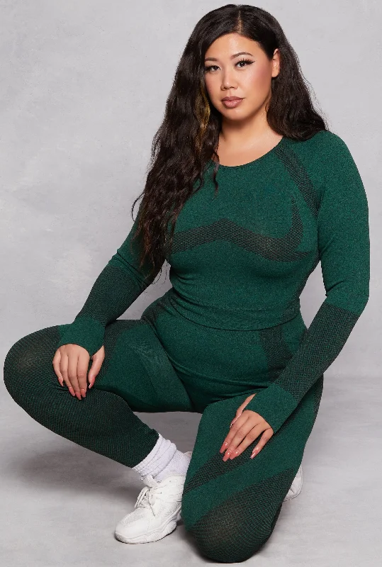 Plus Size Seamless Color Block Active Top