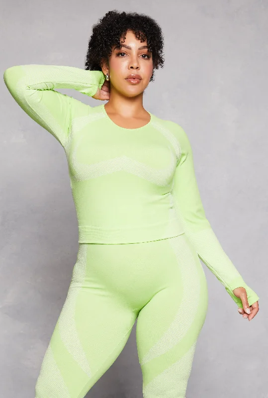 Plus Size Seamless Color Block Active Top