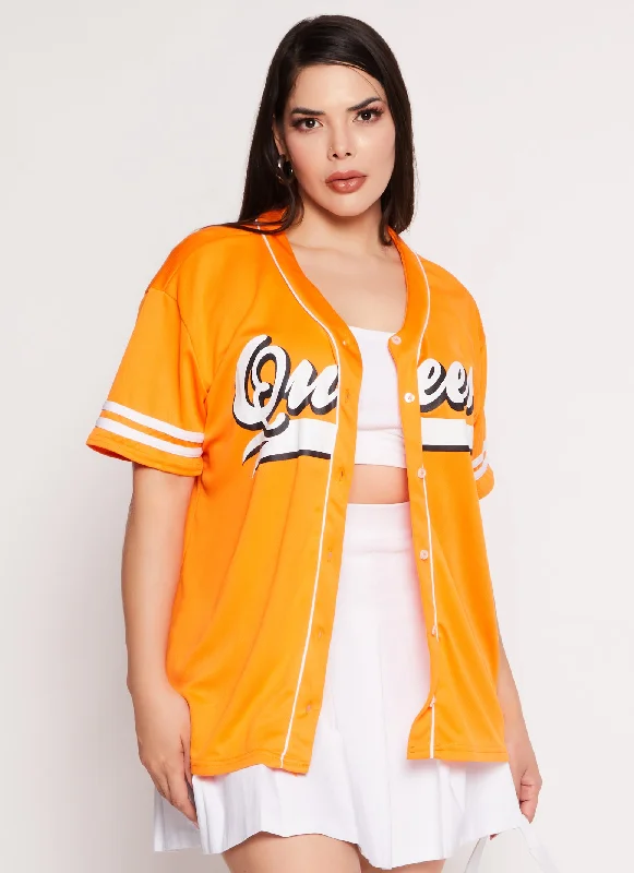 Plus Size Queen Graphic Baseball Jersey