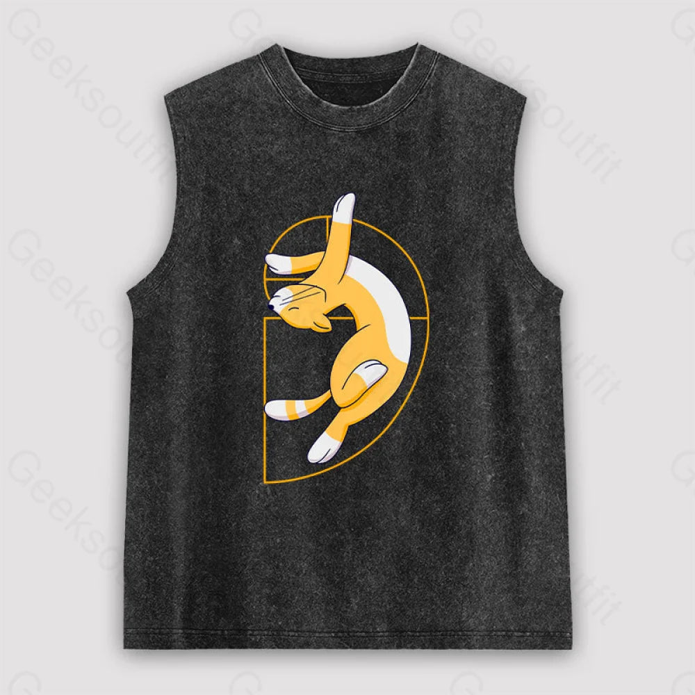 Fibonacci Spiral Cat Unisex Washed Tank