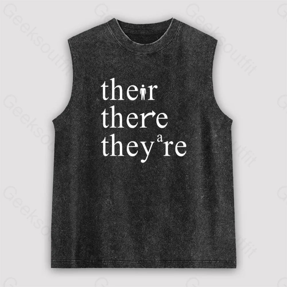 There Their They're Funny Grammar Unisex Washed Tank