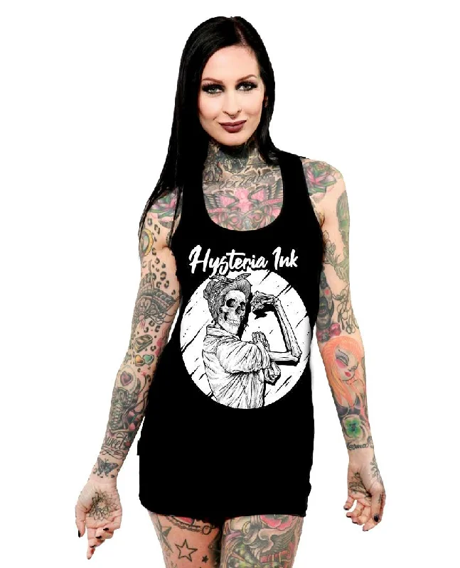 Hysteria Ink - We Can Do Ink - Womens razor back Tank Top - Black