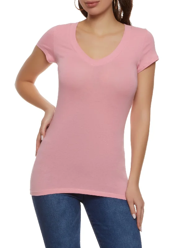 V Neck Short Sleeve T Shirt