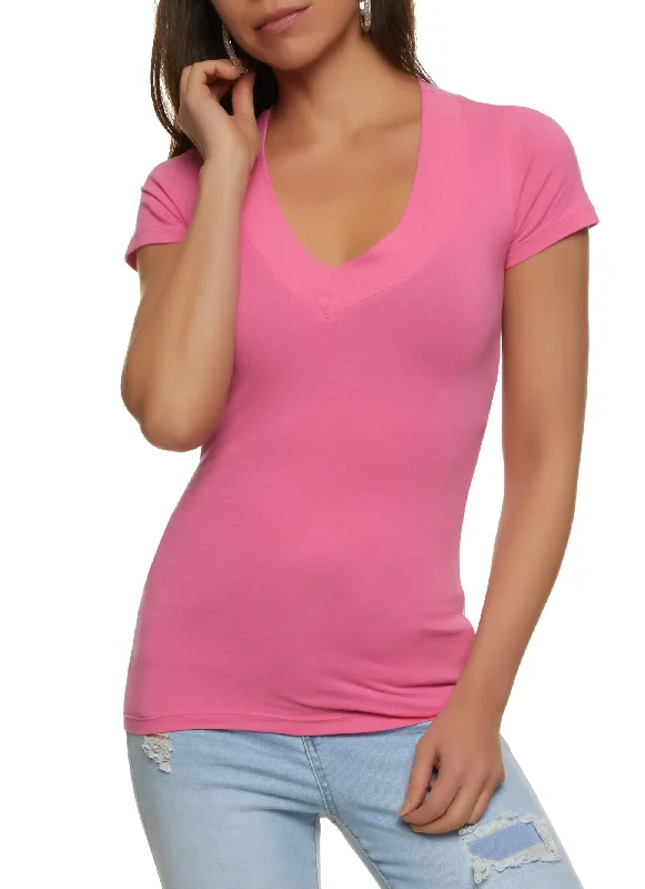 Basic V Neck Short Sleeve Tee