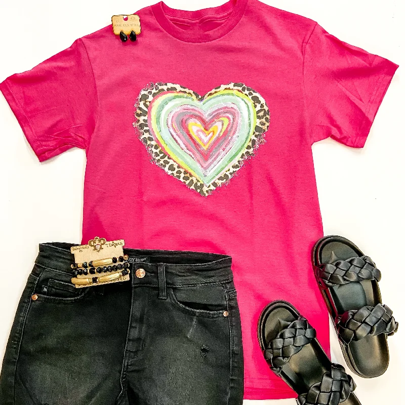 Loving In Colors Short Sleeve Graphic Tee in Hot Pink