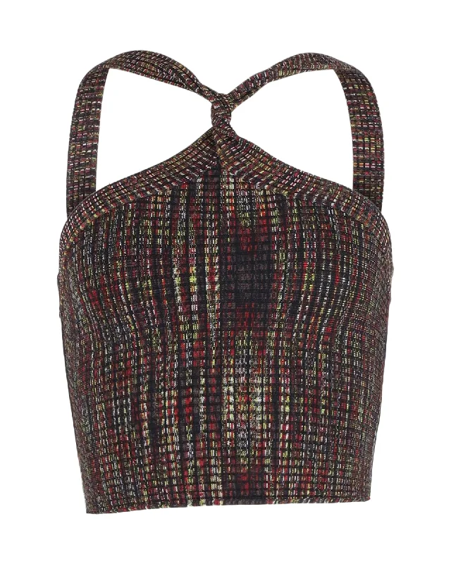 T by Alexander Wang Halter Crop Top in Multicolor Rayon