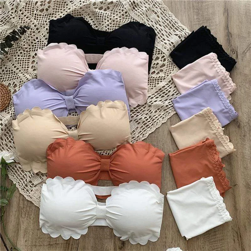 Women's Strapless Pure Color Crop Top